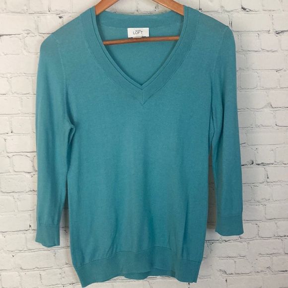 Ann Taylor Sweaters - Pima cotton aqua lightweight sweater medium